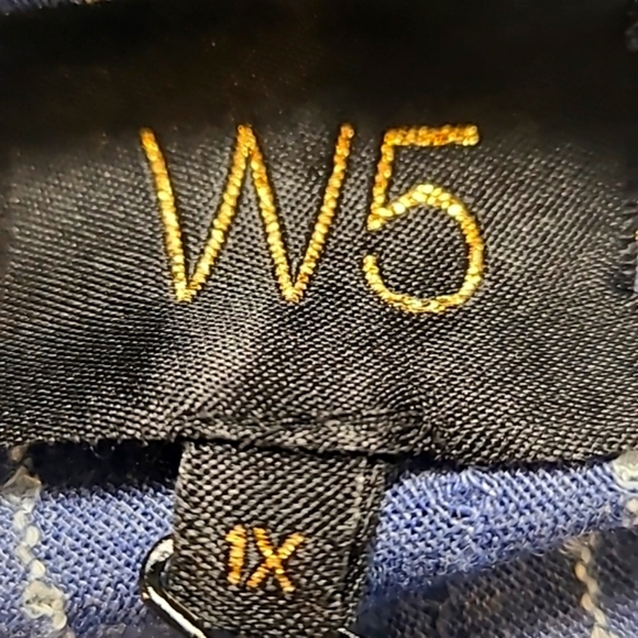 W5 Blue Chambray Top with White Dotted Stripes, Size 1X, NWT - Picture 9 of 10